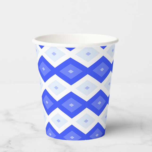 Royal blue diamond pattern paper cups (Front)