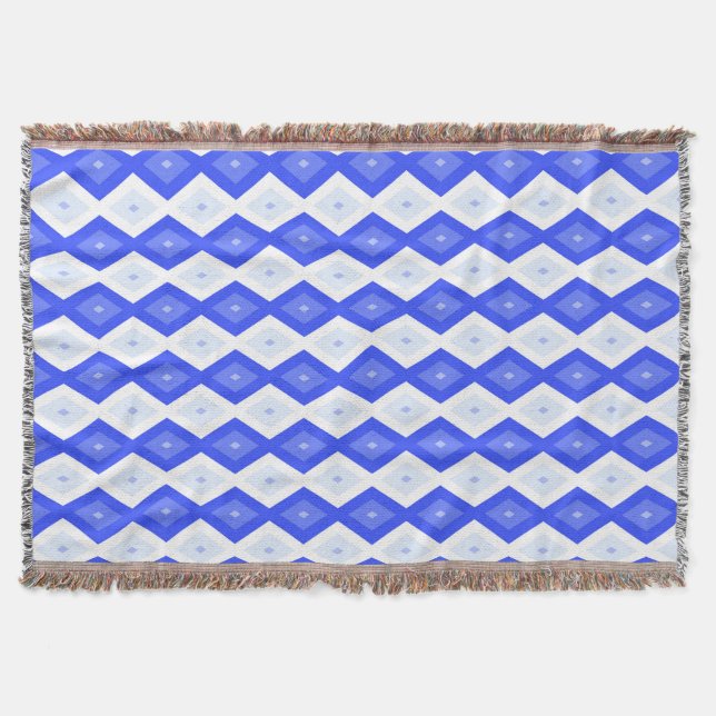Royal blue diamond pattern throw blanket (Front)