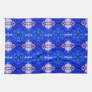 royal blue diamond sand hippie tiedye rug pattern tea towel
