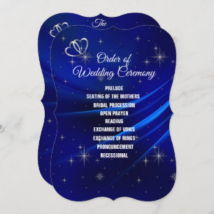 Royal Blue, Diamonds and Heart Wedding Program