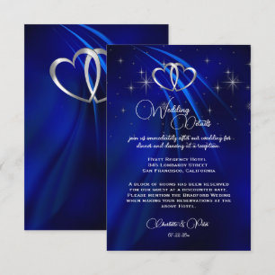 Royal Blue, Diamonds & Hearts Wedding Enclosure Card