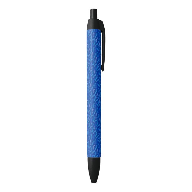 Royal Blue Dragonfly Decorative Pattern Black Ink Pen (Bottom (Vertical))