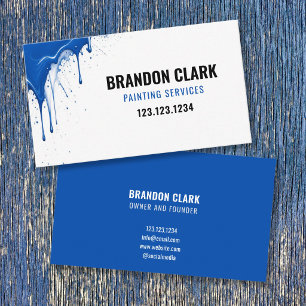 Royal Blue Drip Corner Splatter Design Painting Business Card