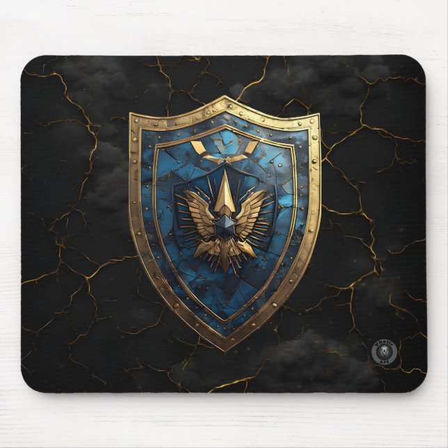 Royal Blue Eagle Crest Gaming Mouse Pad (Front)