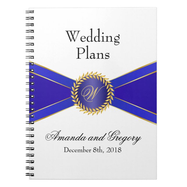Royal Blue Elegance Monogram Spiral Notebook (Front)