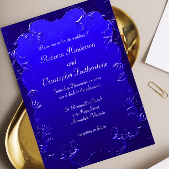 Royal Blue Elegance Wedding  Invitation (Creator Uploaded)