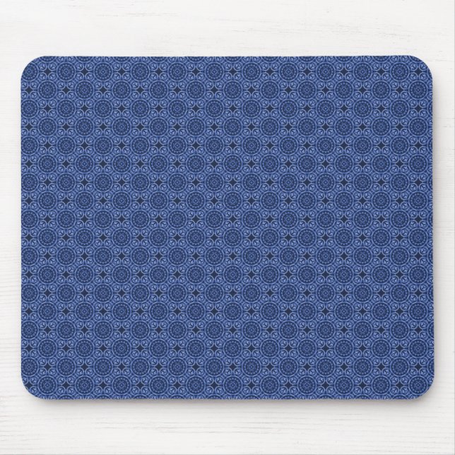 Royal Blue Elegant Circles Mousepad (Front)