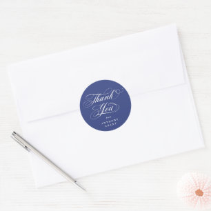 Royal Blue Elegant Script Graduation Thank You Classic Round Sticker