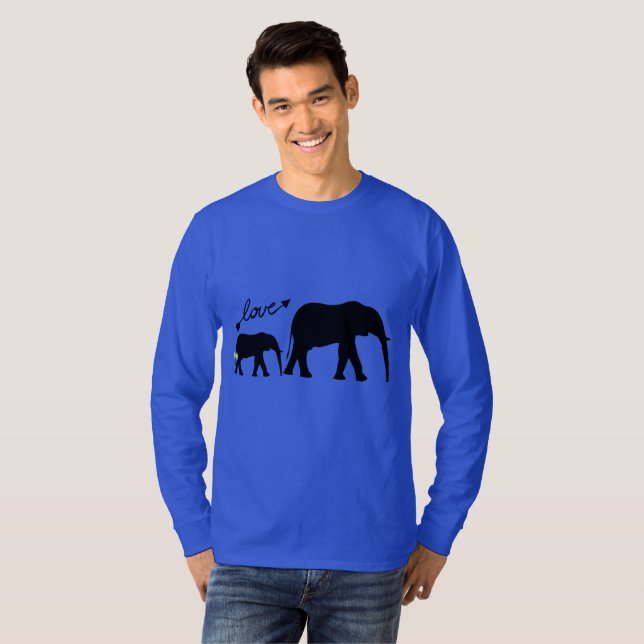 Royal Blue Elephant Love Down Syndrome Awareness T-Shirt (Front Full)