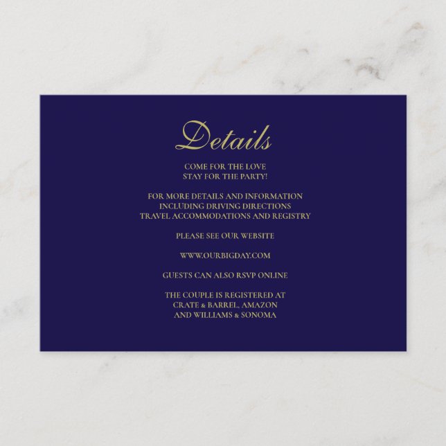 Royal Blue Enclosure Card Details (Front)