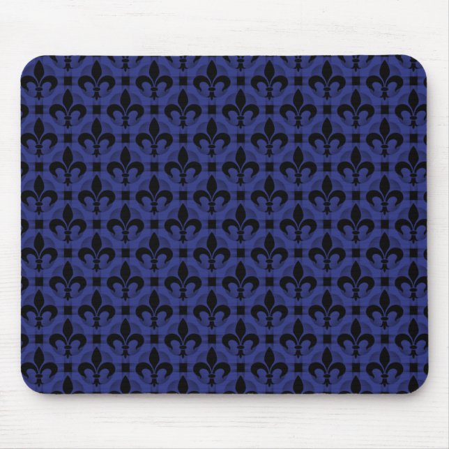 Royal Blue Fancy Fleur de lis Mousepad (Front)