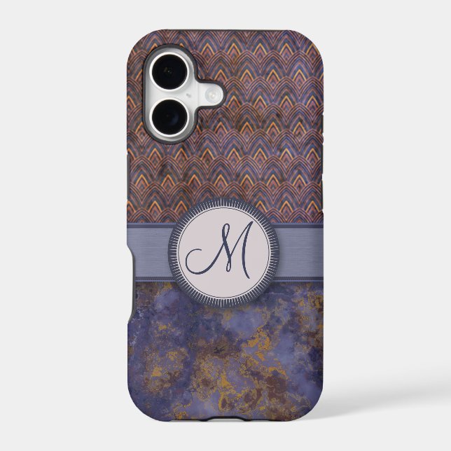 Royal Blue Feather Pattern with Monogram (Back)