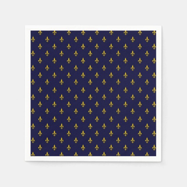 Royal Blue Fleur De Lis Pattern Napkin (Front)