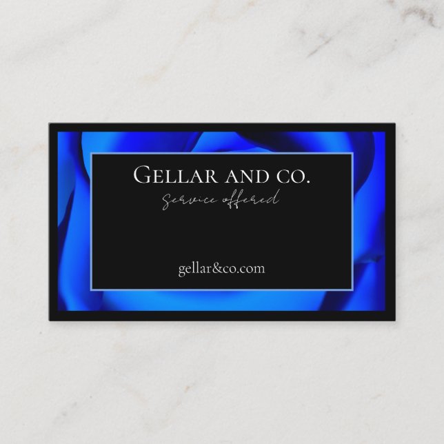 Royal Blue Floral Accent Business Card (Front)