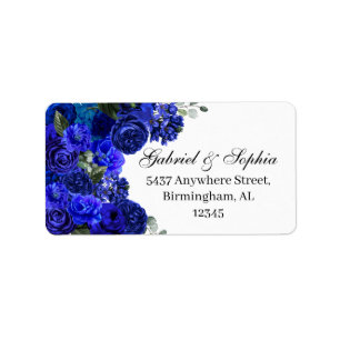 Royal Blue Floral Address Label