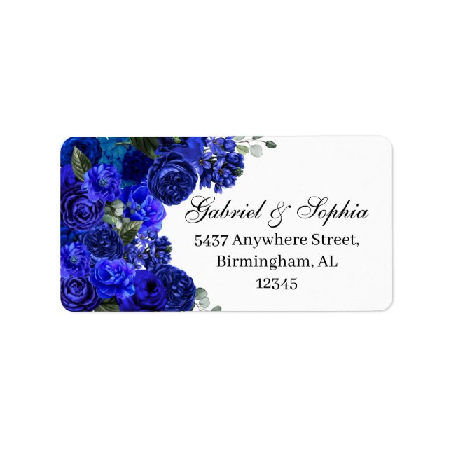 Royal Blue Floral Address Label (Front)