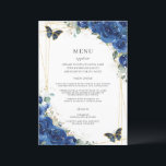 Royal Blue Floral Butterflies Quinceanera Menu<br><div class="desc">Designed to co-ordinate with our Royal Blue Floral collection, this elegant menu features watercolor royal blue flowers and butterflies. Personalise it with your own wording and details easily and quickly, simply press the customise it button to further re-arrange and format the style and placement of the text. Double sided. Great...</div>
