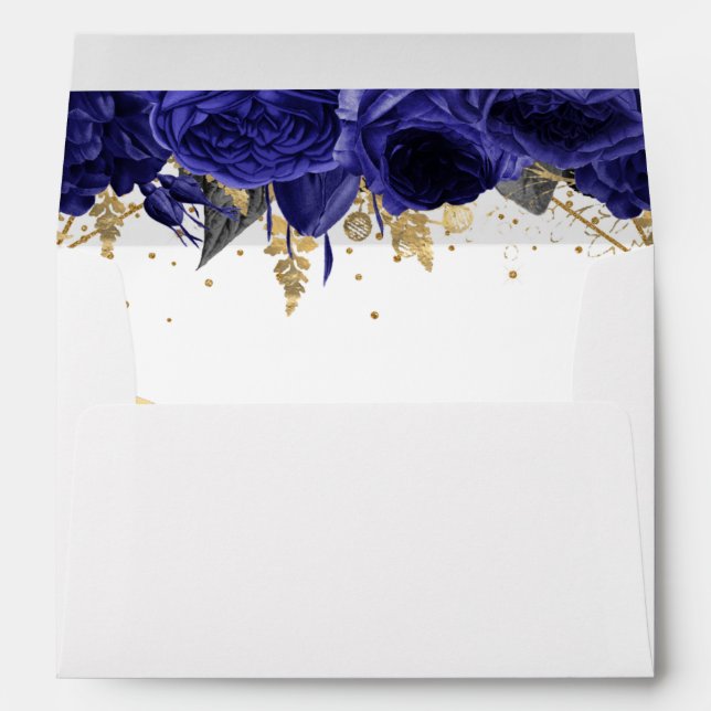 Royal Blue Floral Elegant Envelope (Back (Bottom))