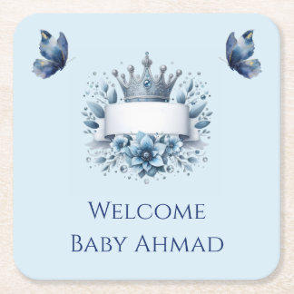 Royal Blue Floral Little Prince Square Coaster