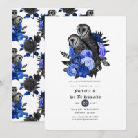 Royal Blue Floral Owls Gothic Bridesmaids Luncheon