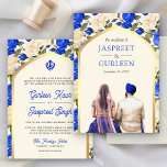 Royal Blue Floral Punjabi Anand Karaj Sikh Wedding Invitation<br><div class="desc">Amaze your guests with this elegant Sikh wedding invite featuring a beautiful watercolor illustration of a Punjabi couple with modern typography. Simply add your event details on this easy-to-use template to make it a one-of-a-kind invitation.</div>