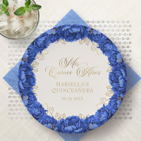 Royal Blue Floral Quinceanera