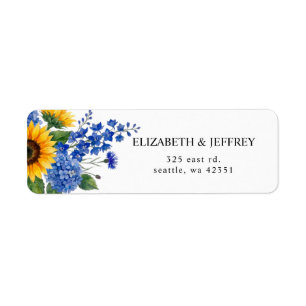 Royal Blue Floral Sunflowers Modern Wedding