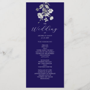 Royal Blue Floral Wedding Program Programme