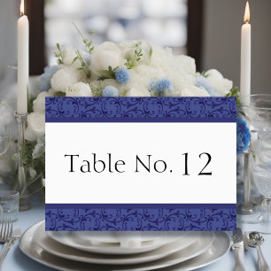 Royal Blue Florentine Wedding Table Card