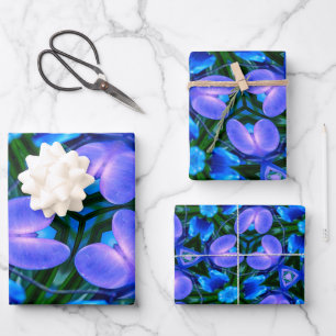 Royal Blue Flower Pattern Wrapping Paper Sheet
