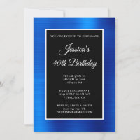 Royal Blue Foil Black and White 40th Birthday
