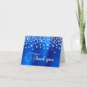 Royal Blue Foil Diamond Confetti 50th Birthday Thank You Card