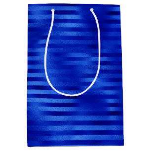 Royal Blue Foil Striped Hanukkah Medium Gift Bag