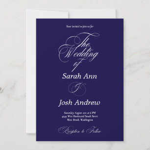 Royal Blue Formal Wedding Invitation