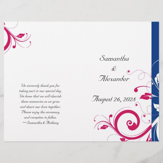 Royal Blue/Fuchsia Swirl Foldable Program (Front)