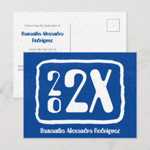 Royal Blue Funky Class Year Graduation Postcard
