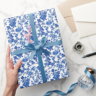 Royal Blue Garden Toile Wrapping Paper