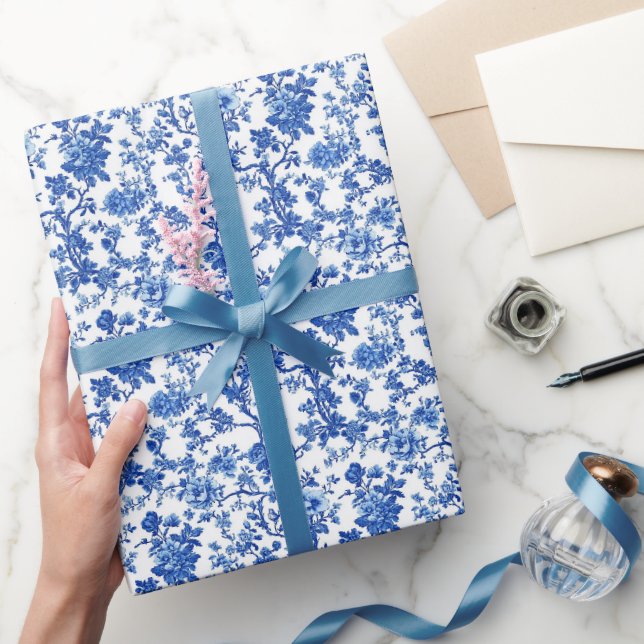 Royal Blue Garden Toile Wrapping Paper (Gifting)