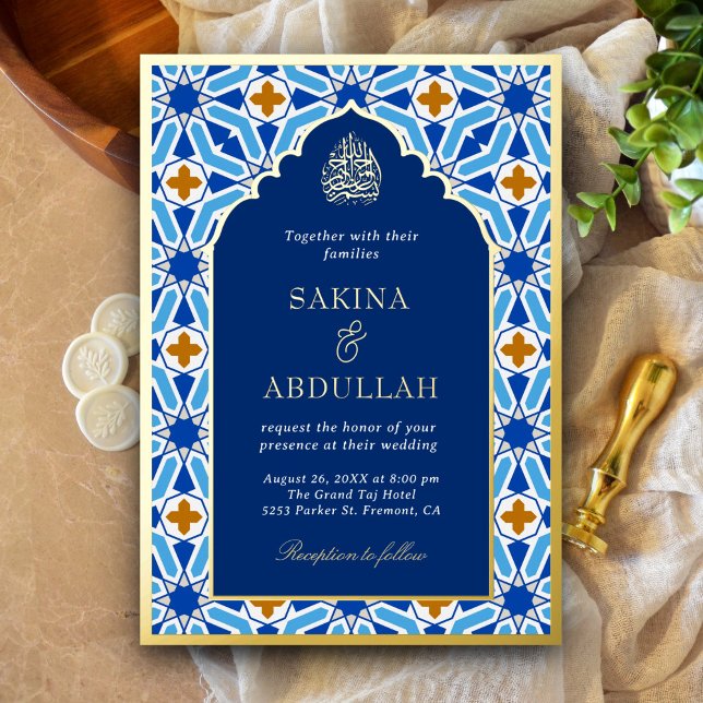 Royal Blue Geometric Islamic Muslim Wedding Gold (Creator Uploaded)