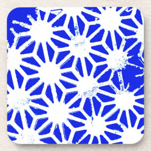 Royal blue geometric pattern coaster