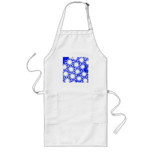 Royal blue geometric pattern long apron