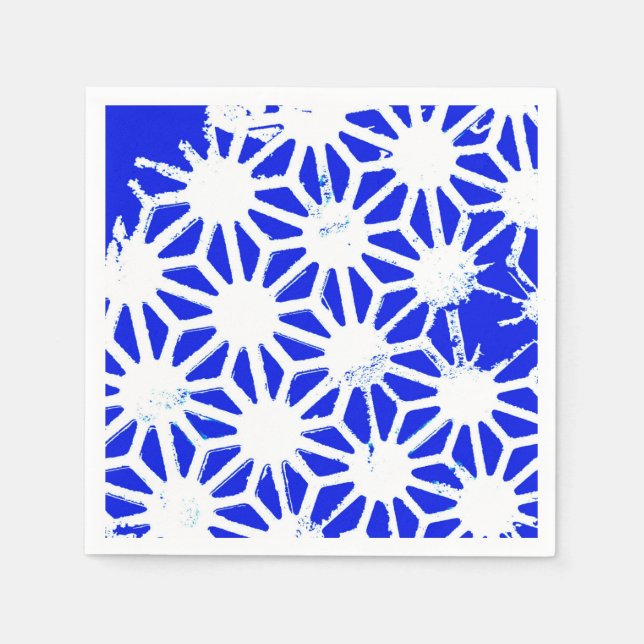 Royal blue geometric pattern napkin (Front)
