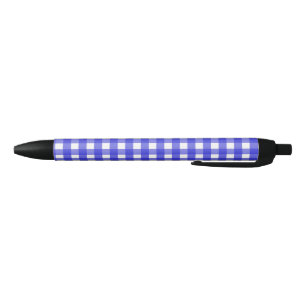 Royal blue gingham black ink pen