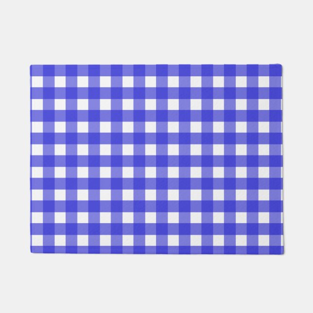 Royal blue gingham doormat (Front)