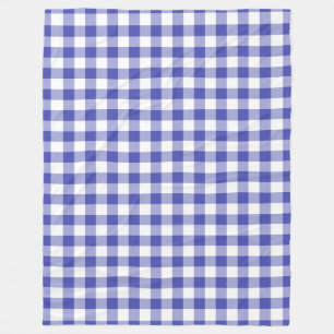 Royal Blue Gingham Pattern Fleece Blanket