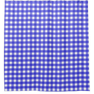 Royal blue gingham shower curtain