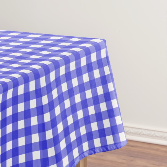 Royal blue gingham tablecloth (In Situ)