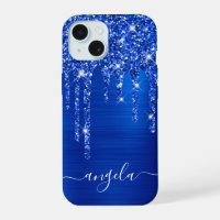 Royal Blue Glitter Drips Glam Girly Signature