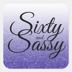 Royal Blue Glitter Ombre 60 Sassy 60th Birthday Square Sticker