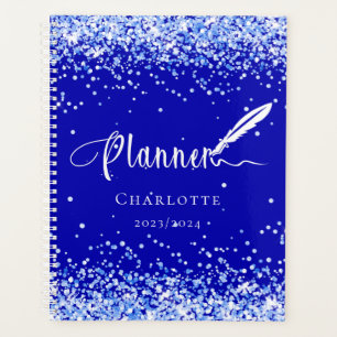 Royal blue glitter sparkles name glam 2026 planner